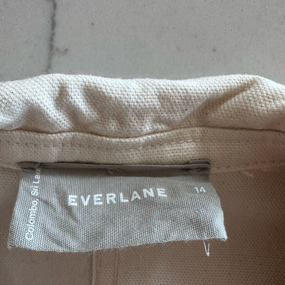 Everlane Shirt Dress Canvas Cargo Chore Patch Pocket Organic Cotton Ivory W's 14 - Picture 12 of 16